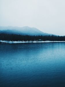 Preview wallpaper lake, forest, mountains, fog, nature
