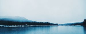Preview wallpaper lake, forest, mountains, fog, nature