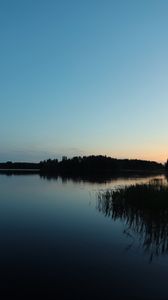 Preview wallpaper lake, forest, sunset, nature, reflection, water, landscape