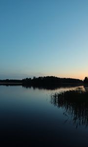 Preview wallpaper lake, forest, sunset, nature, reflection, water, landscape