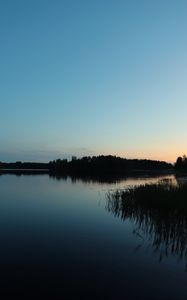 Preview wallpaper lake, forest, sunset, nature, reflection, water, landscape