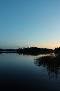 Preview wallpaper lake, forest, sunset, nature, reflection, water, landscape