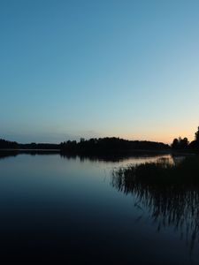 Preview wallpaper lake, forest, sunset, nature, reflection, water, landscape