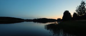 Preview wallpaper lake, forest, sunset, nature, reflection, water, landscape