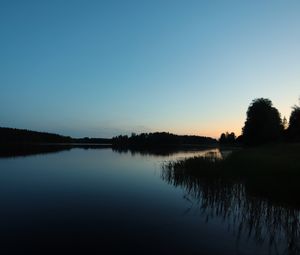 Preview wallpaper lake, forest, sunset, nature, reflection, water, landscape