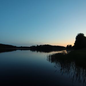 Preview wallpaper lake, forest, sunset, nature, reflection, water, landscape
