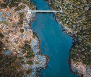 Preview wallpaper lake, forest, trees, aerial view, bridge