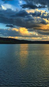 Preview wallpaper lake, forest, trees, clouds, ripples