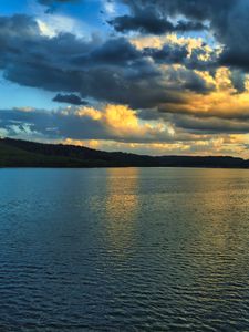 Preview wallpaper lake, forest, trees, clouds, ripples