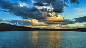 Preview wallpaper lake, forest, trees, clouds, ripples