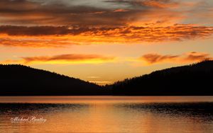Preview wallpaper lake, forest, trees, sunset, twilight, dark