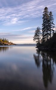 Preview wallpaper lake, forest, trees, autumn, water, reflection, landscape