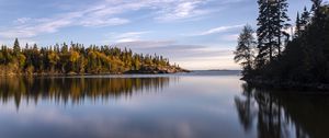 Preview wallpaper lake, forest, trees, autumn, water, reflection, landscape