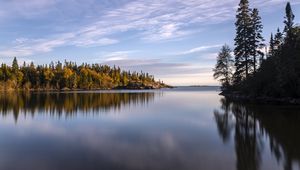 Preview wallpaper lake, forest, trees, autumn, water, reflection, landscape