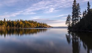 Preview wallpaper lake, forest, trees, autumn, water, reflection, landscape