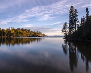 Preview wallpaper lake, forest, trees, autumn, water, reflection, landscape