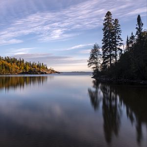 Preview wallpaper lake, forest, trees, autumn, water, reflection, landscape