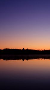 Preview wallpaper lake, forest, trees, reflection, evening