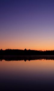 Preview wallpaper lake, forest, trees, reflection, evening