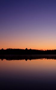 Preview wallpaper lake, forest, trees, reflection, evening