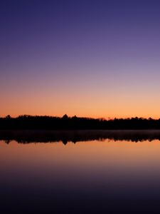 Preview wallpaper lake, forest, trees, reflection, evening