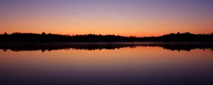 Preview wallpaper lake, forest, trees, reflection, evening