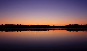 Preview wallpaper lake, forest, trees, reflection, evening