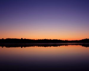 Preview wallpaper lake, forest, trees, reflection, evening