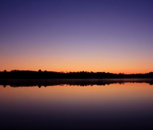 Preview wallpaper lake, forest, trees, reflection, evening