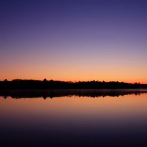 Preview wallpaper lake, forest, trees, reflection, evening