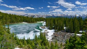 Preview wallpaper lake, forest, trees, ice, snow