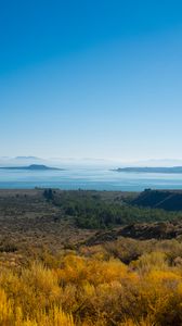 Preview wallpaper lake, grass, horizon, distance