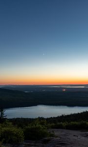 Preview wallpaper lake, hill, dusk, evening