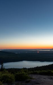 Preview wallpaper lake, hill, dusk, evening