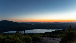 Preview wallpaper lake, hill, dusk, evening