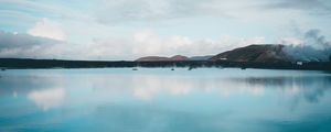 Preview wallpaper lake, hills, iceland, blue, sky, reflection