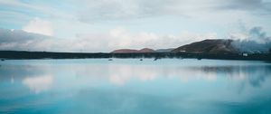 Preview wallpaper lake, hills, iceland, blue, sky, reflection