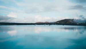 Preview wallpaper lake, hills, iceland, blue, sky, reflection