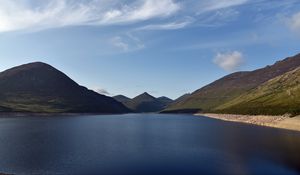 Preview wallpaper lake, hills, mountains, landscape, silence