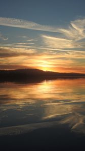 Preview wallpaper lake, horizon, reflection, sunset