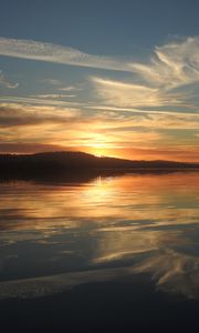 Preview wallpaper lake, horizon, reflection, sunset