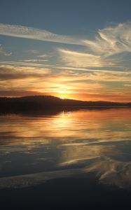 Preview wallpaper lake, horizon, reflection, sunset