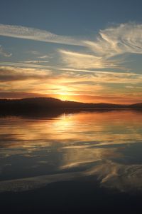 Preview wallpaper lake, horizon, reflection, sunset