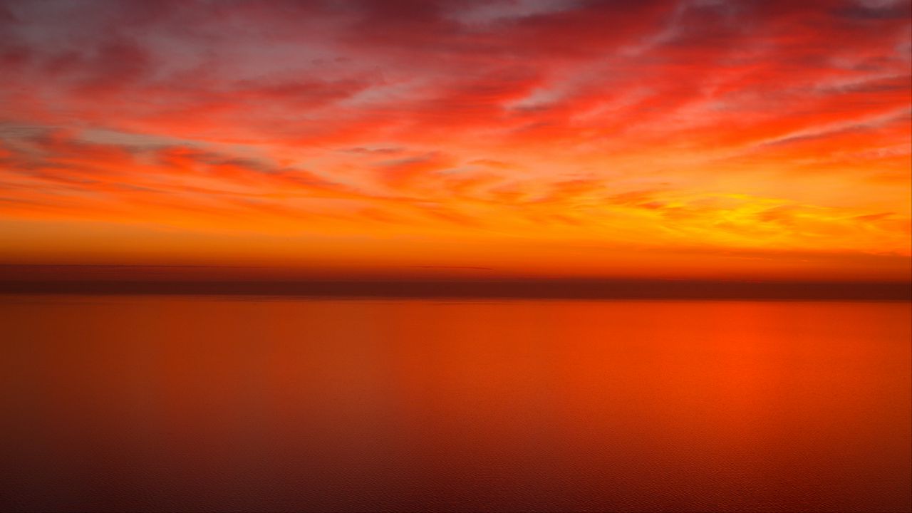 Wallpaper lake, horizon, sky, evening