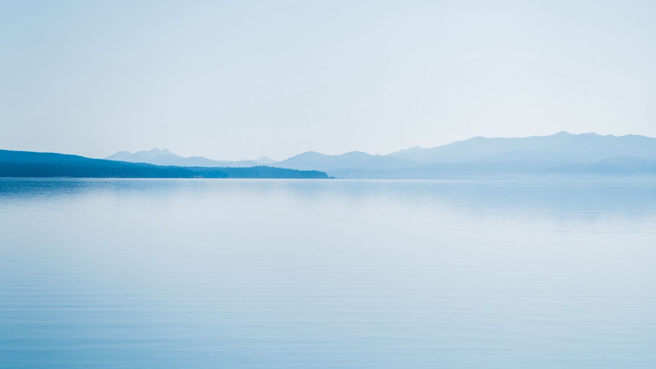 Wallpaper lake, horizon, trees, sky