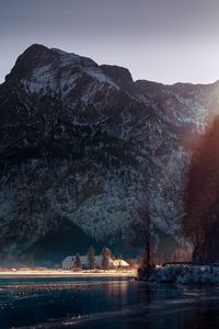 Preview wallpaper lake, house, mountains, austria