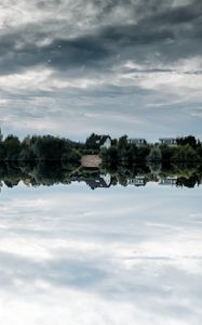 Preview wallpaper lake, house, trees, reflection, sky