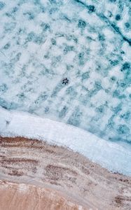 Preview wallpaper lake, ice, aerial view, frozen, people