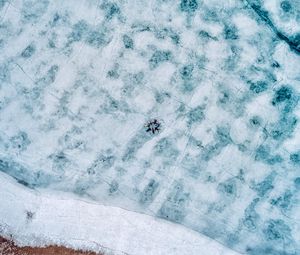 Preview wallpaper lake, ice, aerial view, frozen, people