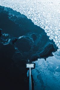 Preview wallpaper lake, ice, aerial view, pier, frozen